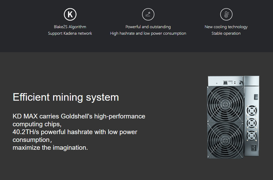 Blake2s KDA Asic Miner Goldshell KD MAX 40.2t Máy chủ Kadena Máy chủ