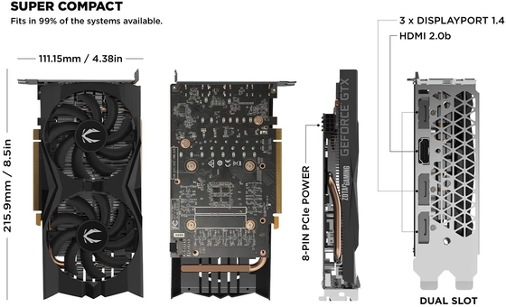 Cạc đồ họa 192Bit Mining Rig Card đồ họa ZOTAC Gaming GeForce GTX 1660 6GB GDDR5